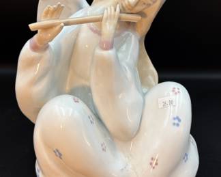Porcelain Angel Figurine Playing a Flute 