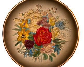 Vintage Bossons “Summer Flowers” Chalkware Plate 