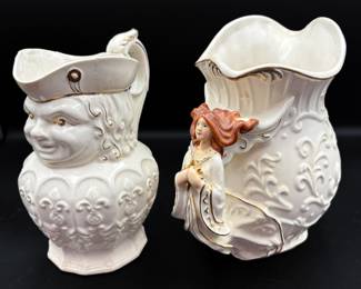 Vintage White CeramicToby Pitcher and Pacific Rim Angel Pitcher