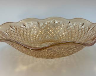 Vintage Jennette Glass Marigold Carnival Diamond Fruit Serving Bowl 