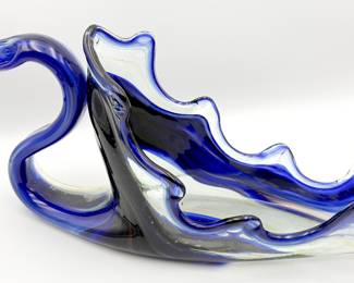 Art Glass Swan Bowl