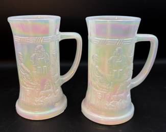 Federal Glass Iridescent Milk Glass  Steins 