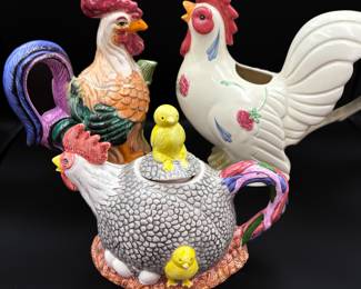Rooster Teapots and Pitchers