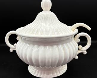 White Soup Tureen and Ladle
