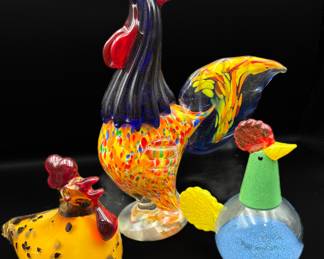 Art Glass Roosters