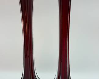 Ruby Red Glass Art Bud Vases