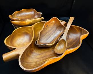 Monkey Pod Wood Salad Bowl Set