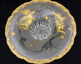 Mikasa Frosted Crystal Bowl With Gold Cherubs / Angels