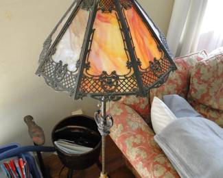 Slag Glass Tall Lamp