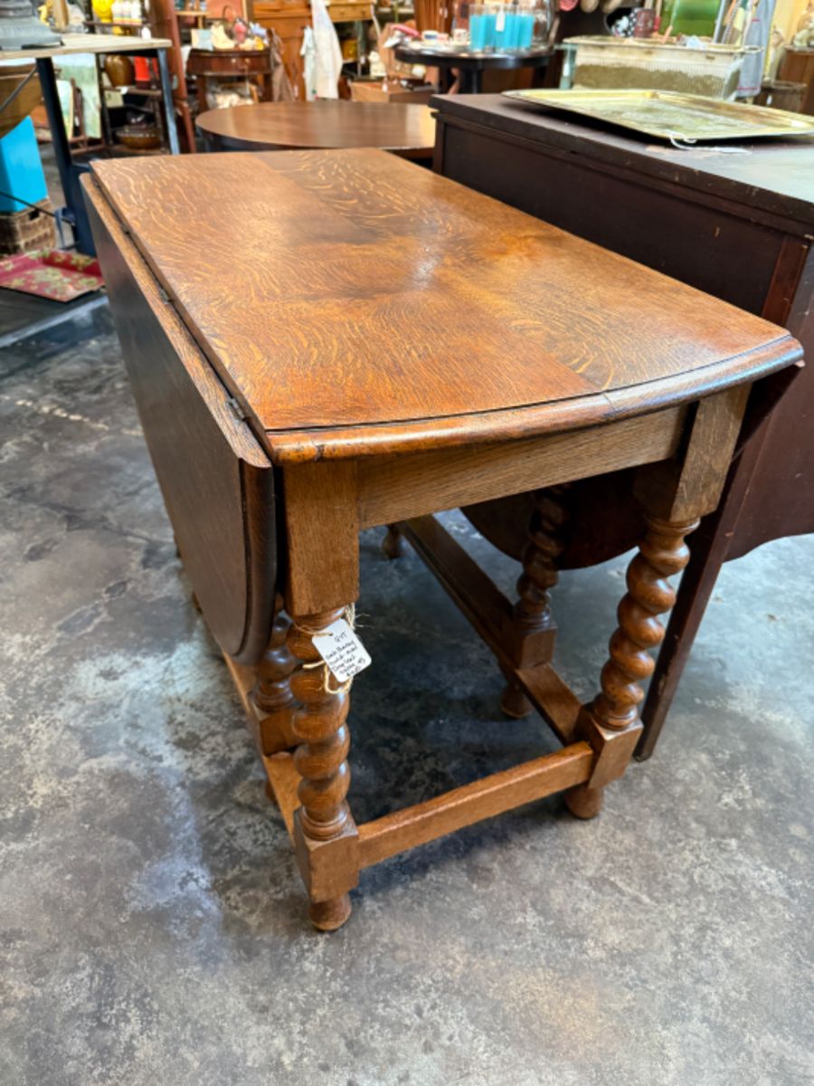 Antique drop leaf barley twist table