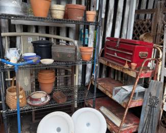 Lots of garden items in a garden setting