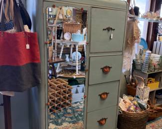Vintage wardrobe/dresser with mirror and vintage hardware 1930s with bakelite handles 
