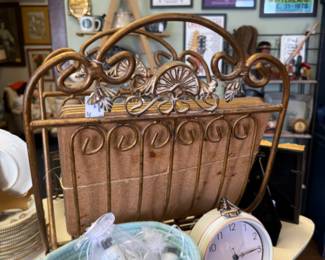 Ornate metal magazine rack