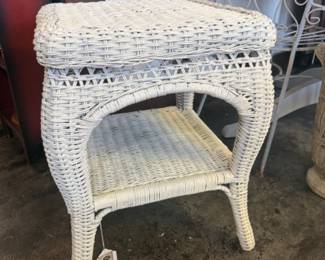 Wicker side table, beautiful on a patio or sunroom or bedroom