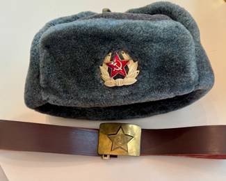 Ushanka Vintage Russian Hat
And Belt, often associated with Russian Military