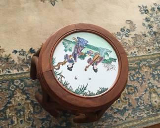 Open design oriental side table with beautiful insert