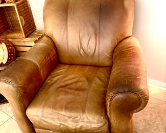 Caramel leather easy chair