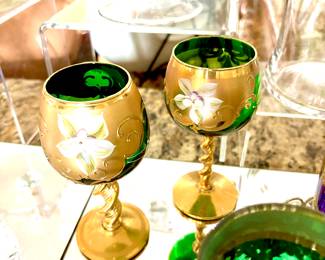 24K gold trim Bohemian glass