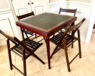 Game table/4 slat folding chairs