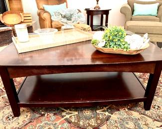 Double shelf wood coffee table