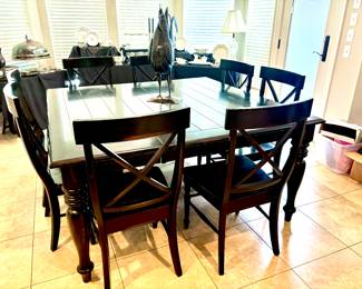 Distinctive black wood square dining set