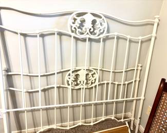 White iron full bed