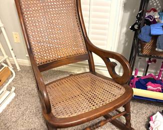 Wood and cane rocker