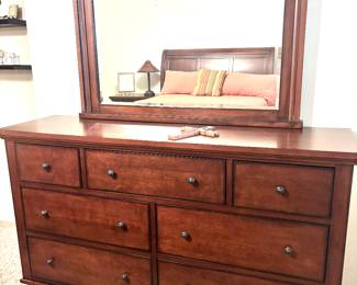Matching dresser with mirror