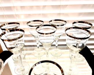 Platinum rim stemware