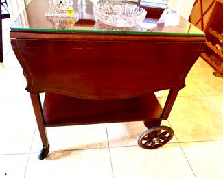 Wood drop leaves tea cart