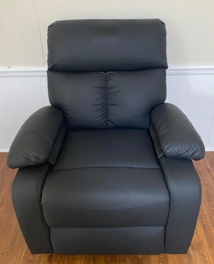  01 Black Faux Leather Recliner