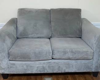 Neutral Grey Fabric Loveseat