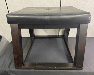 05 Black Leather Footstool