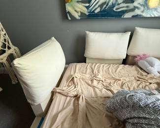 Pottery Barn Teen platform bed with adjustable sides