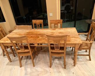 Solid rustic wood table & chairs