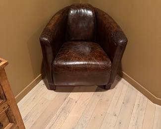 Genuine distressed soft leather chair