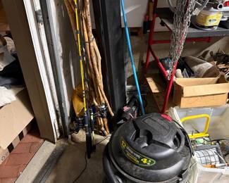 small house hold tools, fishing poles 