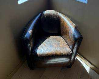 Genuine distressed soft leather chair