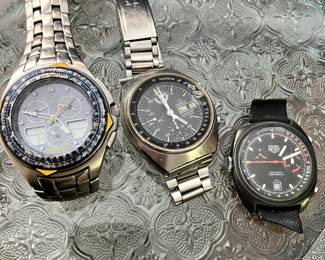 Collection watches, Techmeter Seamaster, Heuer Monza and Citizen  Blue Angle Eco Drive Skyhawks
