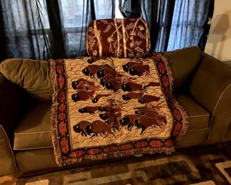 Sofa with Buffalo Throw