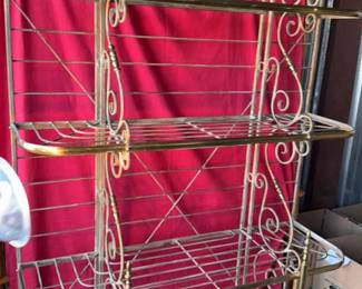 Vintage Metal Bakers Rack with Scrollwork Detailing