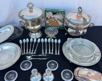 Elegant Vintage Silverplate Serveware Collection Sterling Silver Candlestick 
