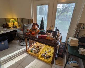 Two drawer desk, Dept. 56, Thanksgiving and Halloween decorations