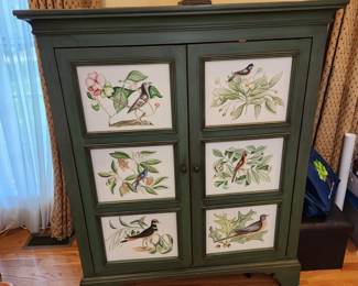 painted TV cabinet, built-in outlets