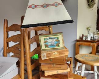 Lamp made from cigar boxes