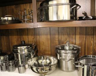 lots of new pots and pans; Wolfgang Puck, Emeril, Calphalon, Denmark, Saladmaster