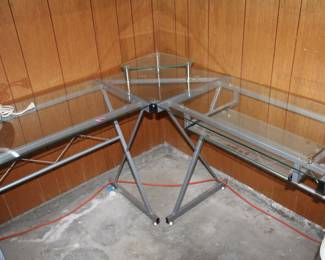 glass and metal corner desk