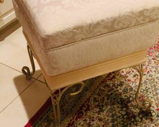 Upholstered vanity stool--mint
