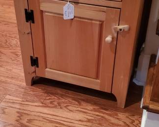 Pine wood side table with storage.