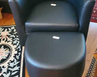 Black Side Chair and Ottoman.